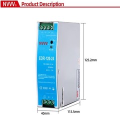 EDR-120-24 120W 24VDC 5Amp Industrial DIN Rail Power Supplies (24V 120W)