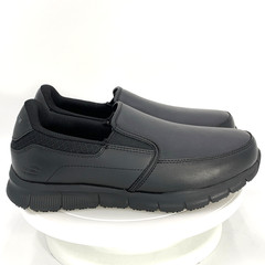 Skechers Work Nampa Groton Men’s 7.5 Black Slip Resistant Memory Foam Shoes New