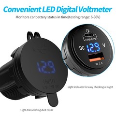 Automotive USB Car Charger LED Digital Voltmeter Voltage Gauge Ammeter Panel 12v