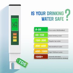 TDS Water Tester, 4 in 1 Meter Digital 6 inches, White & Green