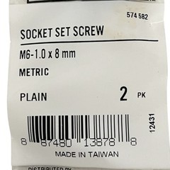 Metric Socket Set Screws M6-1.0 x 8 mm, Black, 2 Pack