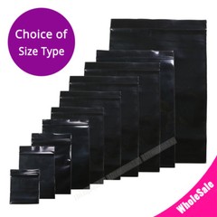 Multiple Sizes Glossy Black 2.75-MIL/3.93-MIL PE Flat Zip Lock Pouch Bag B01