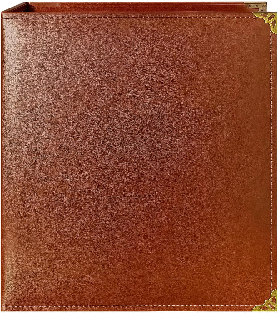 Large 2 Inch D-Ring 3 Ring Binder, Faux Leather, Coffee | Faux leather inside an