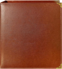 Large 2 Inch D-Ring 3 Ring Binder, Faux Leather, Coffee | Faux leather inside an