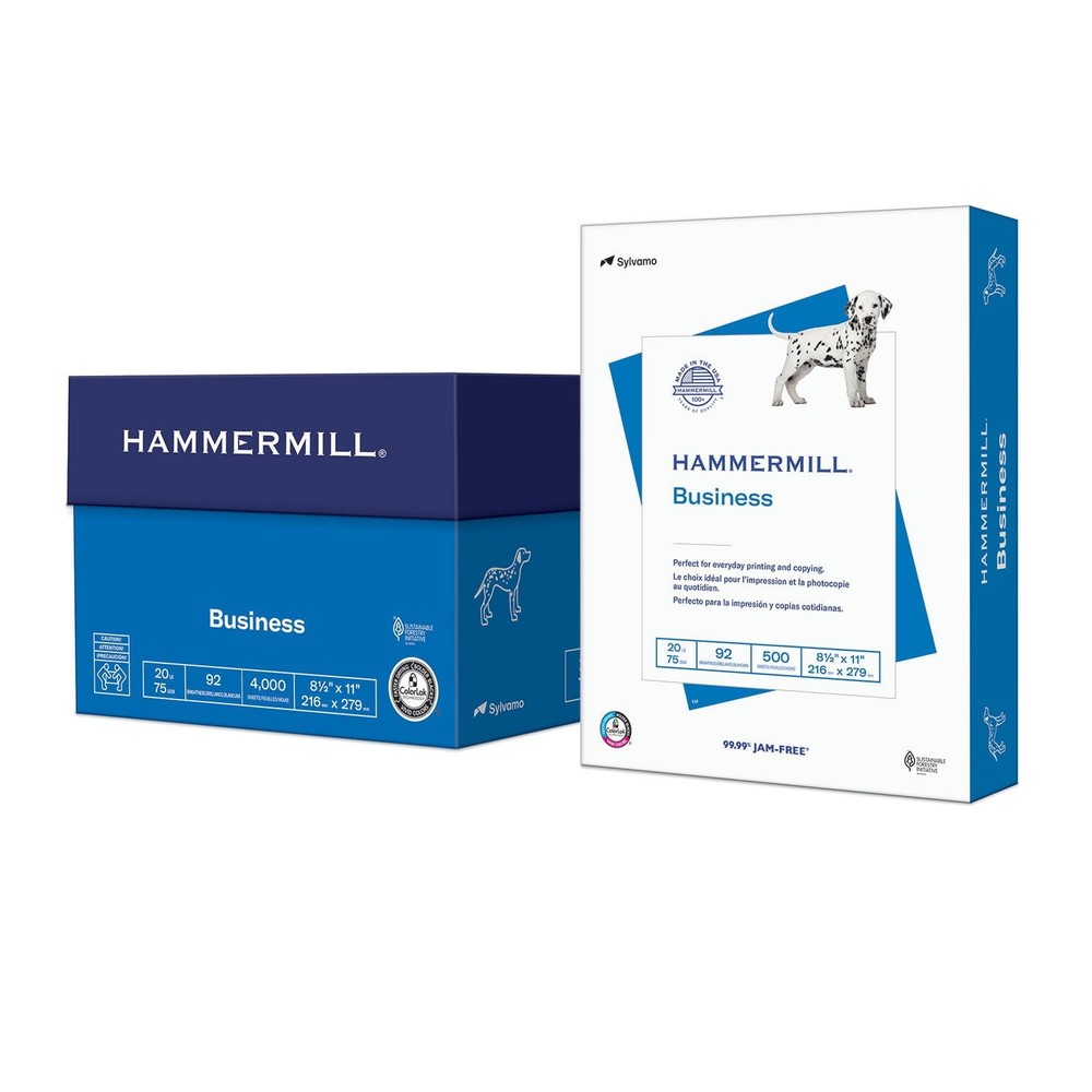 Hammermill Copy Paper 8.5 x 11 20 lb 92 Bright 8 Reams 4000 Sheets Printer Paper