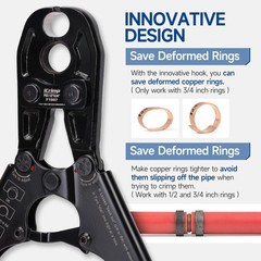 iCrimp 1/2 and 3/4-inch Combo Pex Pipe Crimping Tool for Copper Ring with Gau…