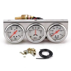 2″ 52mm Chrome Car Gauge Kit Oil Pressure Water Temp Ammeter Universal