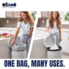 Plasticplace Drawstring Trash Bags Compatible Simplehuman Code P White Garbage