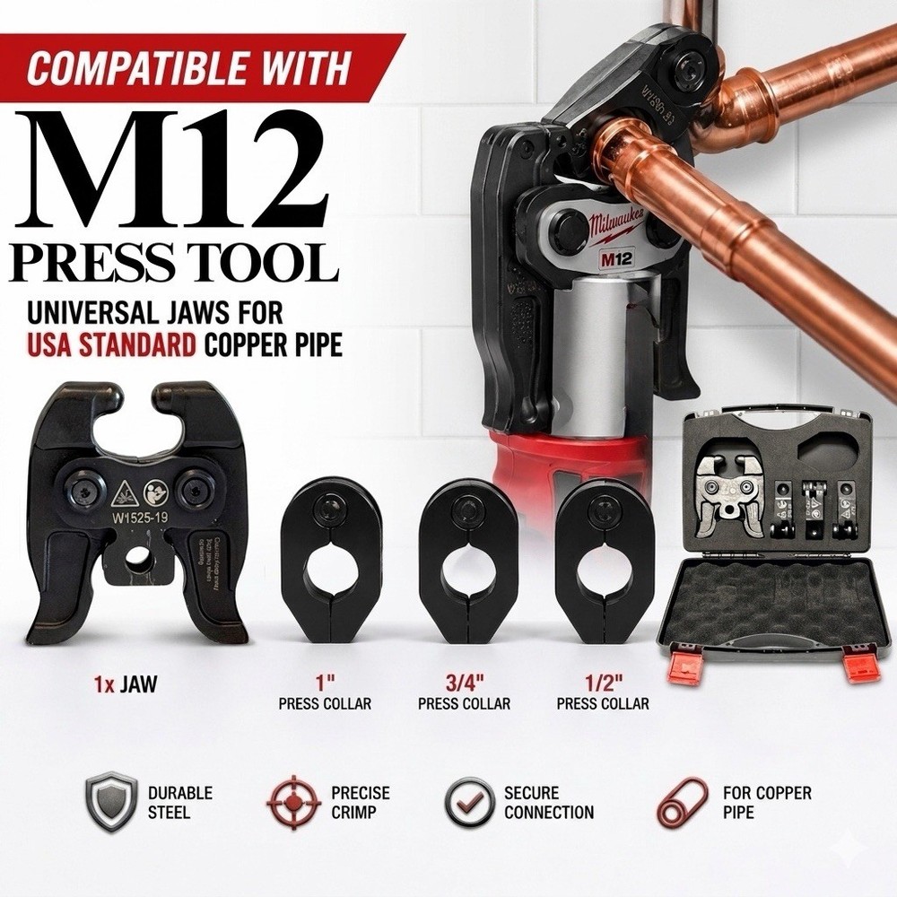 Rotatable Press Jaws Ring Set PROPRESS 1/2” 3/4” 1” Pipe For Milwaukee M12