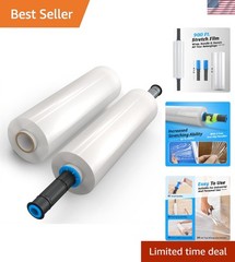900 FT Clear Plastic Stretch Wrap – Heavy Duty 15″ Rolls with Convenient Holder