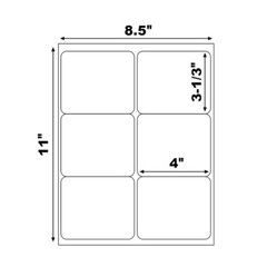 600-12000 4″x3.33″ Address Shipping Labels 6 Up Per Sheet Self Adhesive Stickers