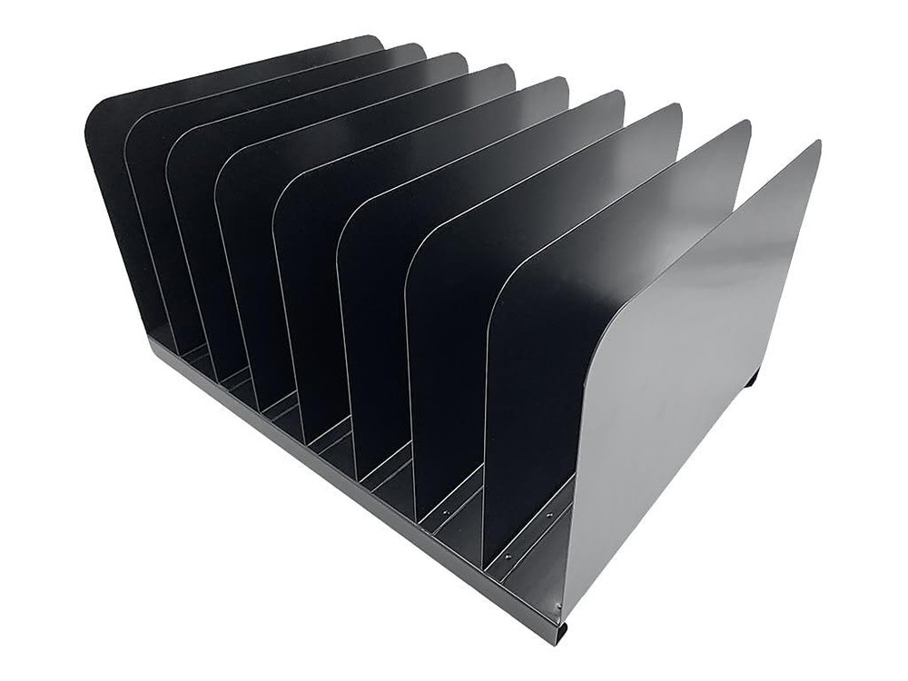Huron Applied Sciences Vertical 8 Slot Steel Desk Standard, Black