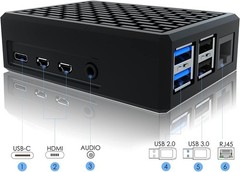 Aluminium Raspberry Pi 4 Case – Passive Heatsink Cooler for 4 Model black