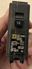 Square D Type HOM 15 Amp Single Pole Breaker