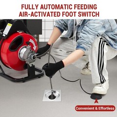 Auto Feed 75 FT x 1/2 Inch Drain Cleaner Machine 370W Portable Sewer Snake Auger