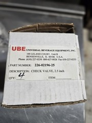 UBE 2.5 in Check Valve, Manual, 226-02196-25 (1 Case – 3 Valves for $200)