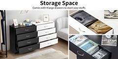 LEADZM 4 Drawers Dresser, Dresser Chest of Drawers for Home Office