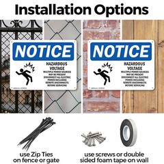 (2 Pack) Hazardous Voltage Multiple Power OSHA Notice Sign Decal Metal Plastic