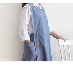 Denim Cotton Apron Sleeveless Big Size Aprons Button with Pocket Kitchen Cook…