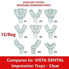 Dental Clear VPS Impression Trays Excellent Crystal (CHOOSE SIZE) (1 Bag of 12)