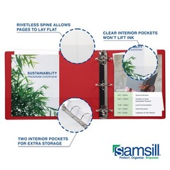 Samsill 0.5 Inch 3 Ring Binder, Economy Round Ring, Clear View 4-Pack, Red