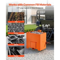 Ballast Box 3 Point Category 1 Tractor 5ft³ Capacity 800lbs Counterweight Orange
