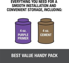 4 oz. PVC Regular Clear Cement and 4 oz. NSF Purple Primer Handy Pack