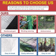 24in x 150ft PVC Coated Chicken Wire Fence, 19GA Black Mesh