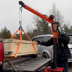 1100Lb Folding Truck-Mounted Crane with 3500Lb Electric Winch & 360° Swivel