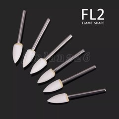 SANDENT Dental White Stone Polishing Burs FG Aluminum Oxide Flame Shape