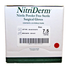 NitriDerm Nitrile Surgical Gloves Powder Free Sterile Size 7.5 50 Pairs T2515