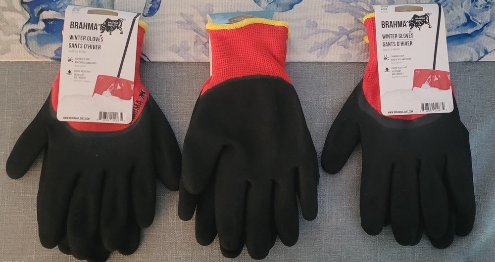 3 Pairs – Brahma Cold Weather Work Gloves Size Medium M