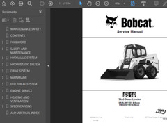 BOBCAT S510 SKID STEER LOADER MANUAL OPERATORS SERVICE REPAIR SHOP OWNERS PDF