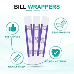 200Pcs Money Band 2000 Dollar Money Bill Wrapper Self-Adhesive Bill Band Purple