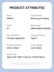 AWithZ H1 Portable Handheld Spot Welder 11 Gears for 18650 Battery DIY Welding