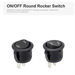 12V Round Rocker Switch SPST On/Off 2-Pin 6A/250V 10A/125V for Car Boat RV Black