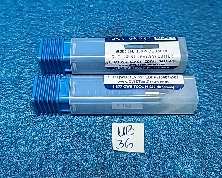 GW .290 3FL .100 WIDE 2.50 OL RHC-LHS R.03 KEYWAY CUTTER PER DWG 2 PCS