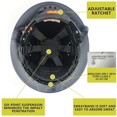 Full Brim Hard Hat Safety Helmet ANSI Type 1 Class C HDPE Construction