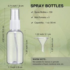 Uiifan 100 Pcs Mini Clear Spray 4.02 x 1.1 inches/ 10.2 x 2.8 cm, clear