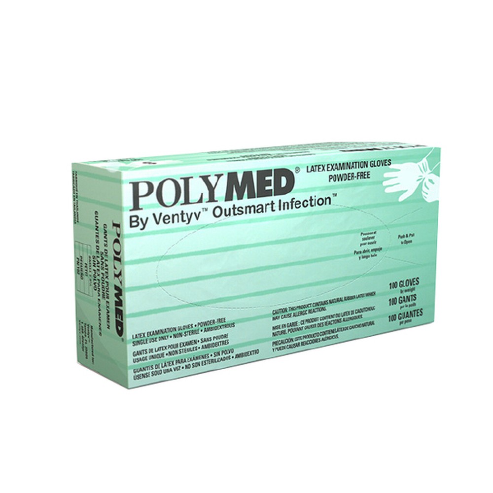 Polymed Latex Gloves – SMALL 100/Bx. Powder-Free, Micro-rough Textured surface