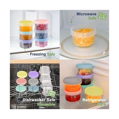 12 Piece 8 oz Plastic Food Storage Containers with Lids, Reusable Freezer Sto…