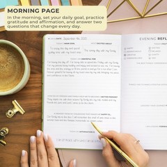 A5 Guided Gratitude Journal Spring Green Daily Reflection with Stickers 3 Months