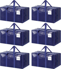 6 Pack Extra Heavy Duty Large Moving Bags with Strong Zipper & Comfortable Handl