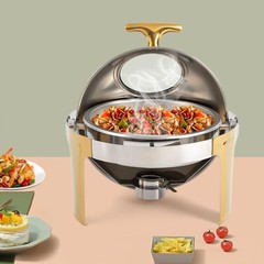 6.3qt Stainless Steel Roll Top Chafing Dish Buffet Set Electric Heating Plate ﻿