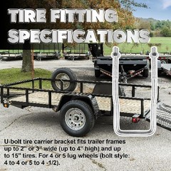 U-Bolt Spare Tire Carrier Bracket for Side Mount Trailer, Zinc Plated, Fits 4 or