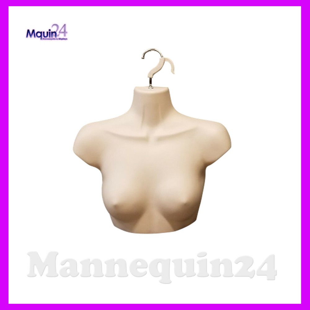 FEMALE CHEST TORSO DRESS FORM with HANGER – FLESH MANNEQUIN
