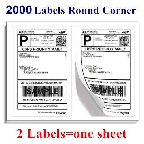Rounded Corner 2000 8.5 x 5.5 Half Sheet Shipping Labels Self Adhesive