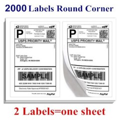 Rounded Corner 2000 8.5 x 5.5 Half Sheet Shipping Labels Self Adhesive