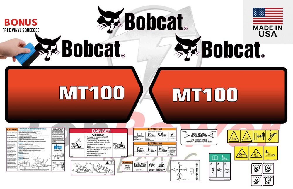 fits Bobcat MT100 Mini Skid Steer Decal Kit – 8-Year 3M Vinyl – Laminated