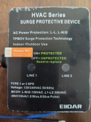 EIIDAR HVAC Series Surge Protector Type 1 Or 2 120/240 VAC 50/60 Hz